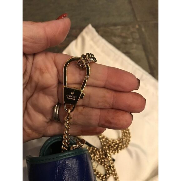 Gucci GG Marmont Chain Wallet Diagonal Quilted Leather Mini Blue - Picture 8 of 9